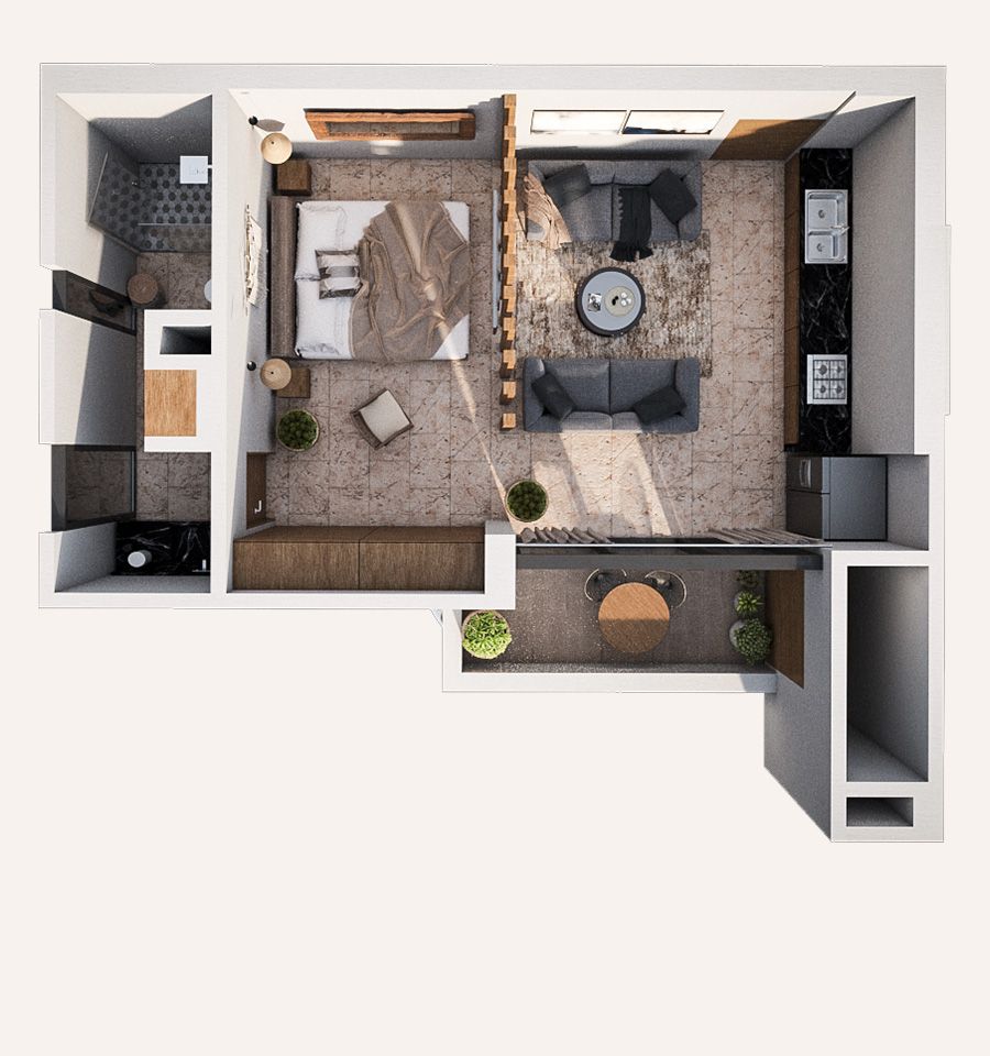 1 Chambre - D 203, 303, 403, 503, 603, 703

