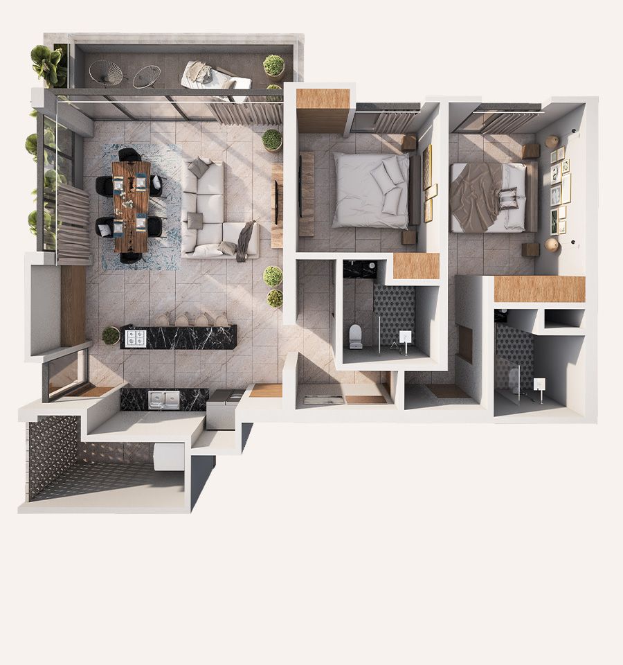 2 Chambre - D 401, 501, 601, 701